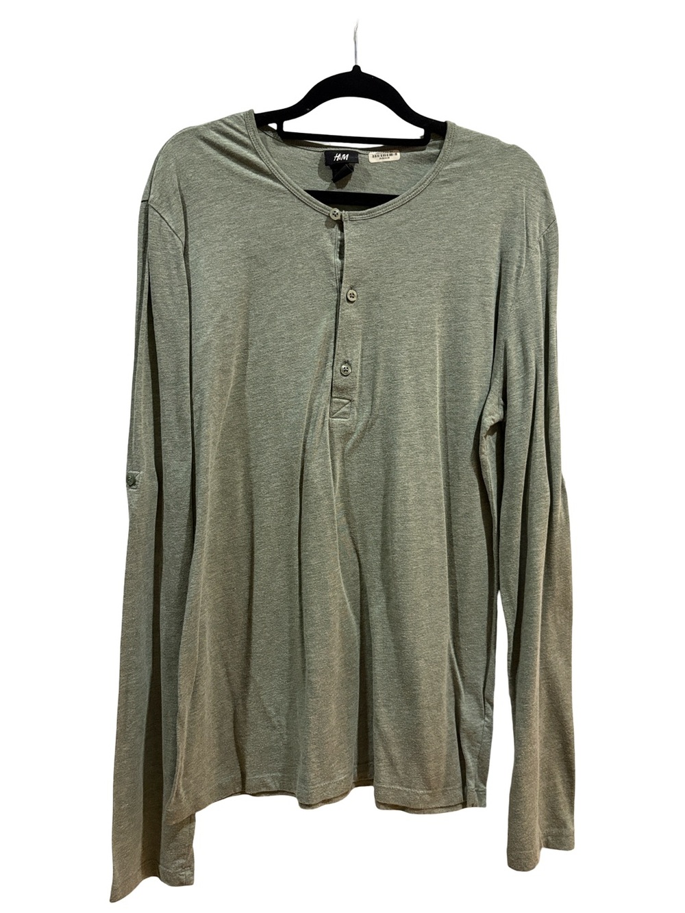 🏡 H&M Men's Long-Sleeve Henley - Light Sage Green - Size L